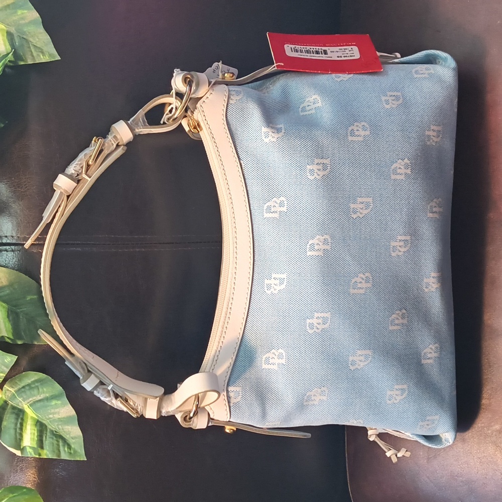 Dooney & Bourke East West Slouch Blue and Cream Shoulder Bag - Picture 2 of 9